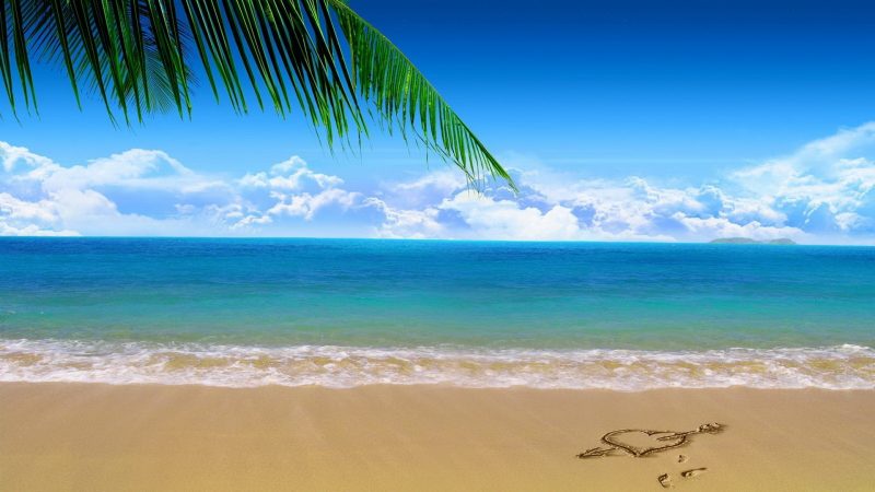 Tranhto24h: Background biển Background Beach hình vẽ trên cát, 800x450px