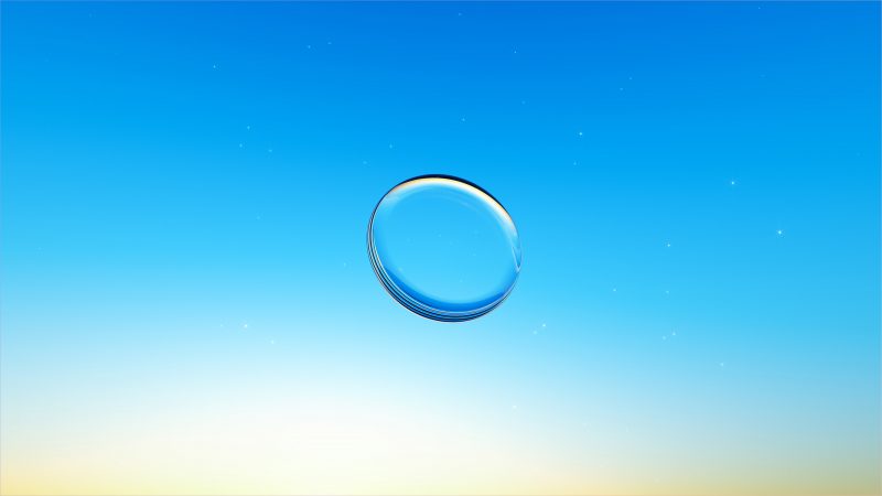 Tranhto24h: Ảnh nền bong bóng nước nền xanh 4K, 800x450px