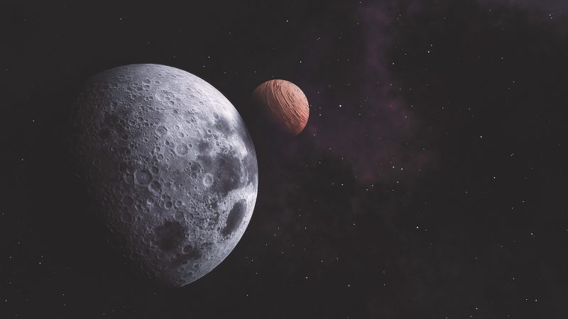 Tranhto24h: background vũ trụ hai hành tinh chạm nhau, 800x450px