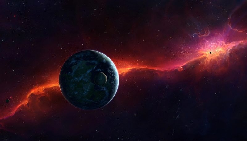 Tranhto24h: background vũ trụ hành tinh và dải sáng, 800x459px