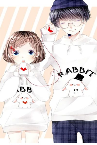 Tranhto24h: ảnh anime đôi nam nữ áo hoodie trắng, 400x600px