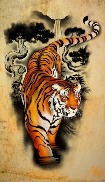 Tranhto24h: Hình nền phong thuỷ con hổ, 346x600px