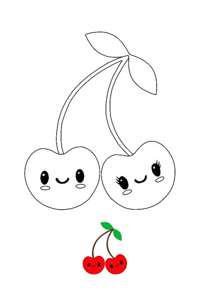 Tranhto24h: Tranh tô màu trái cây quả cherry, 424x600px