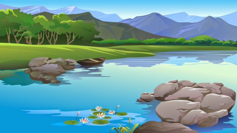 Tranhto24h: background phong cảnh con sông, 800x450px