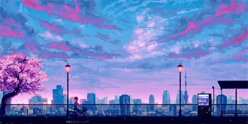 Tranhto24h: Background phong cảnh anime, 800x400px