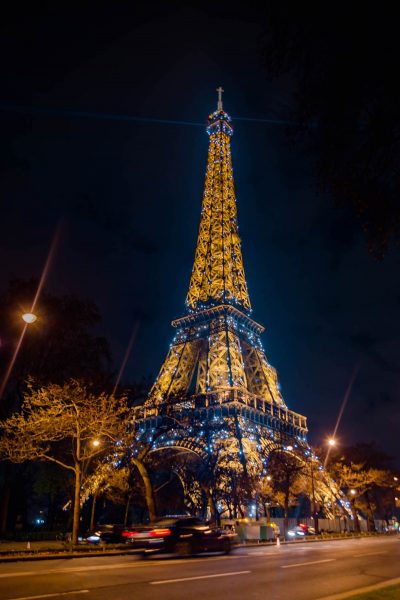 Tranhto24h: Hình tháp Eiffel về đêm khuya, 400x600px