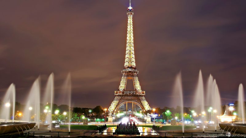 Tranhto24h: Ảnh tháp Eiffel cùng gian phun nước, 800x450px