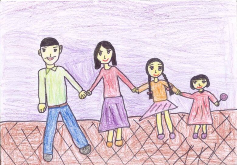Tranhto24h: Vẽ tranh gia đình 4 người đơn giản nhất, 780x542px