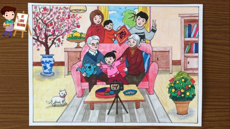 Tranhto24h: Vẽ tranh gia đình ngày Tết đẹp nhất, 780x439px