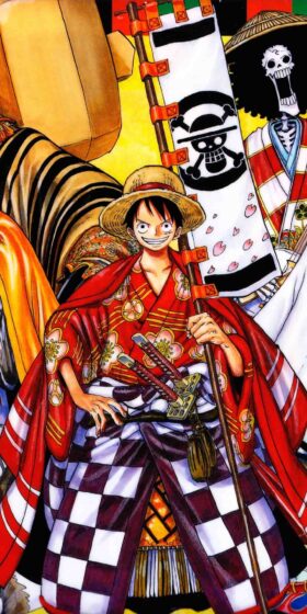 Tranhto24h: Hình nền Luffy cực ngầu trong trang phục samurai, 280x560px