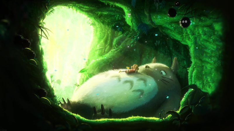Tranhto24h: Hình nền Totoro màu xanh đẹp, 800x450px
