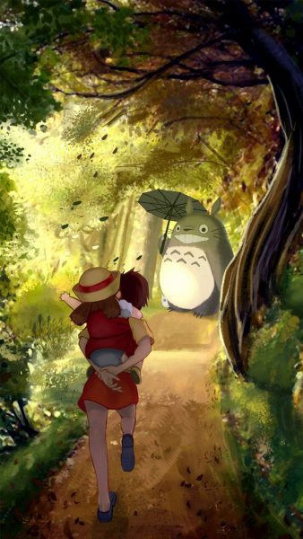 Tranhto24h: Hình nền Totoro trong rừng, 338x600px