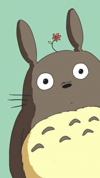 Tranhto24h: Hình nền Totoro và nụ hoa trên đầu, 337x600px