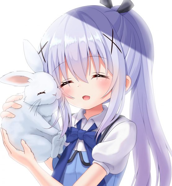 Tranhto24h: Ảnh anime cute và thỏ trắng, 555x600px
