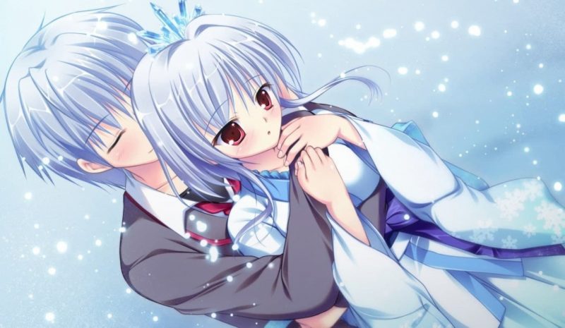 Tranhto24h: ảnh ôm người yêu anime dưới trời tuyết rơi, 800x465px
