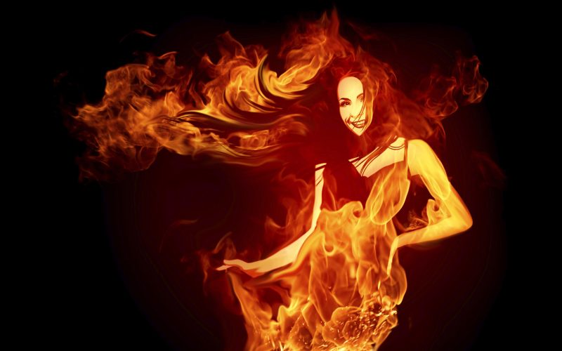 Tranhto24h: hình nền lửa cô gái duyên dáng, 800x500px