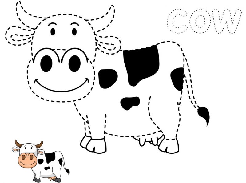 Tranhto24h: Tranh tô màu con vật con bò, 800x594px