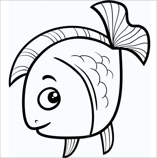 Tranhto24h: Tranh tô màu con vật con cá dễ thương, 597x600px