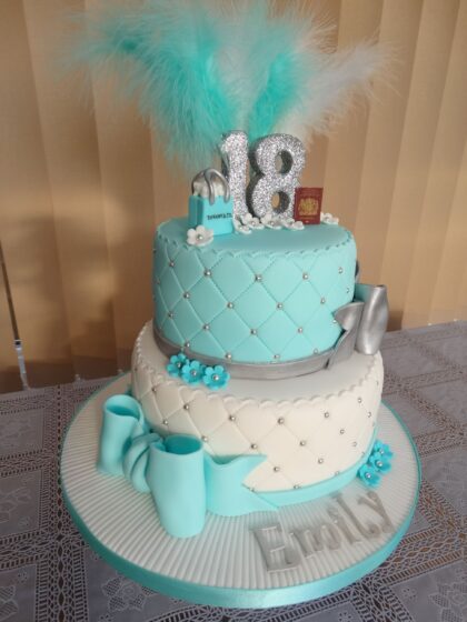 Tranhto24h: Bánh sinh nhật 18 tuổi cho con gái màu xanh, 420x560px