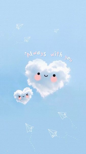 Tranhto24h: hình nền cute có chữ mây trái tim, 338x600px