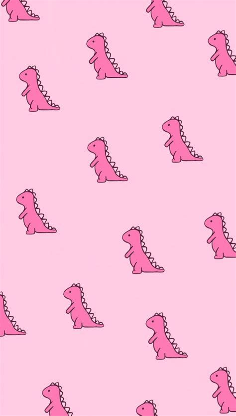 Tranhto24h: Hình nền màu hồng đẹp dễ thương cùng những chú khủng long nhỏ, 474x834px