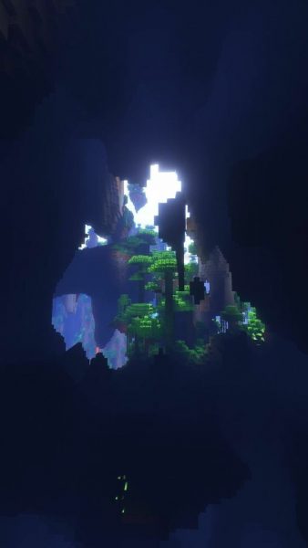 Tranhto24h: hình nền minecraft trong hang động, 338x600px