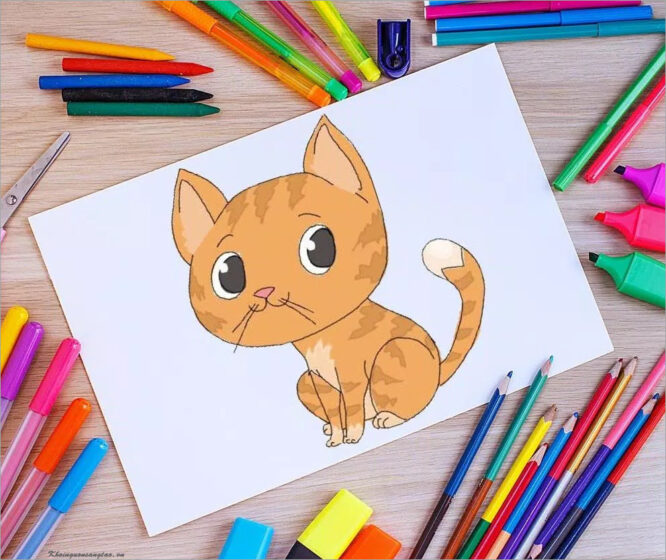Tranhto24h: Cách vẽ mèo hình vẽ mèo, 666x560px