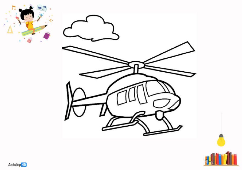 Tranhto24h: Tranh tô màu máy bay trực thăng, 800x560px