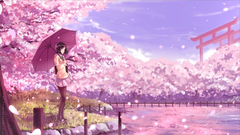 Tranhto24h: Hình ảnh hoa anh đào anime, 780x439px