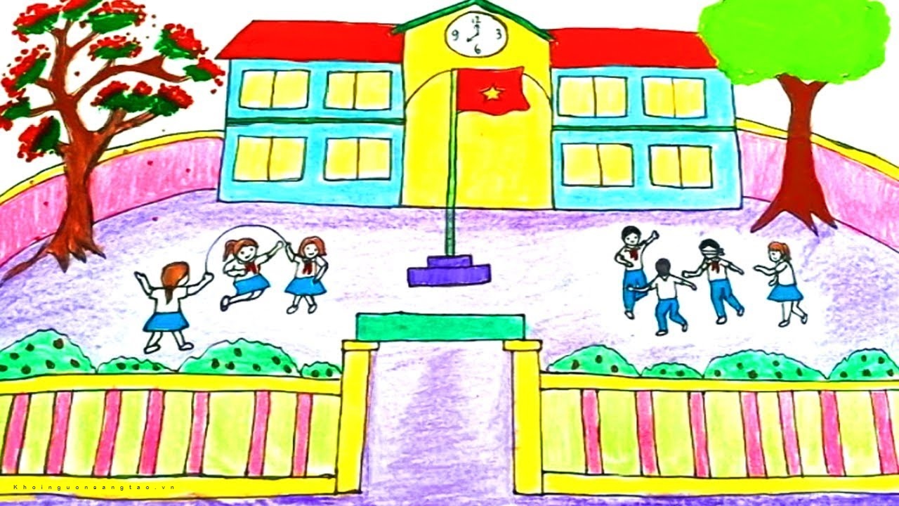 Vẽ Tranh Trường Em Đơn Giản, Ý Nghĩa Đẹp Cho Học Sinh 1280x720 px