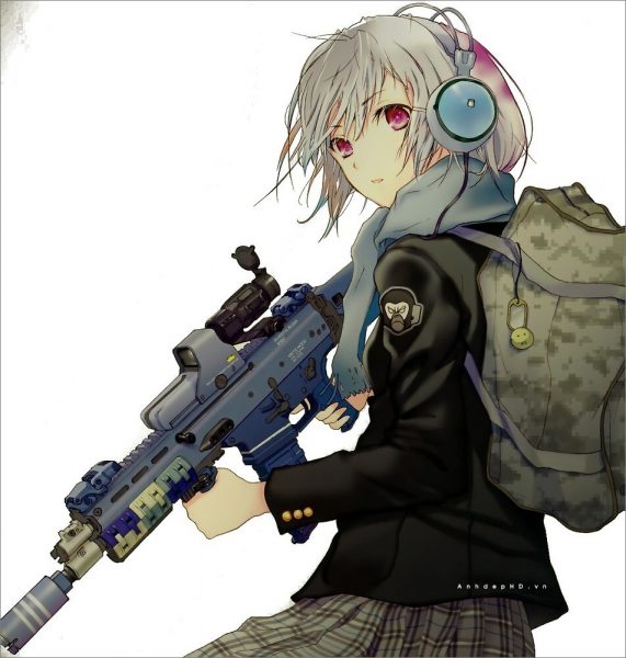 Tranhto24h: Ảnh Anime nữ cầm súng, 571x600px
