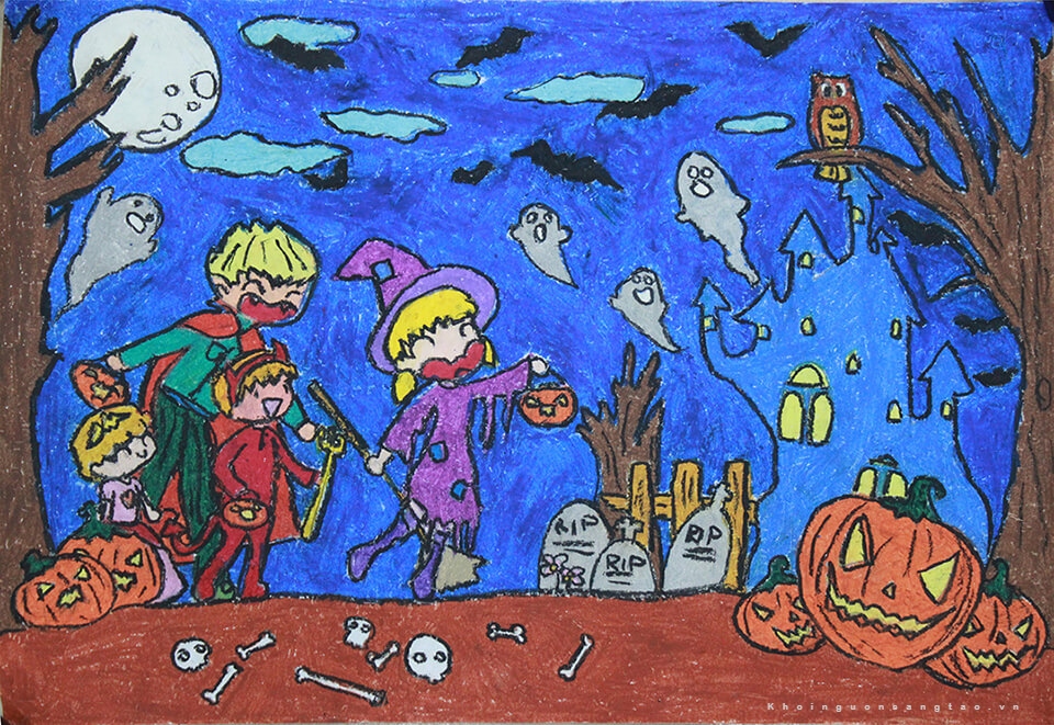 #100 Vẽ Tranh Halloween Đơn Giản, Đẹp, Nhìn Là Rùng Mình 960x661 px