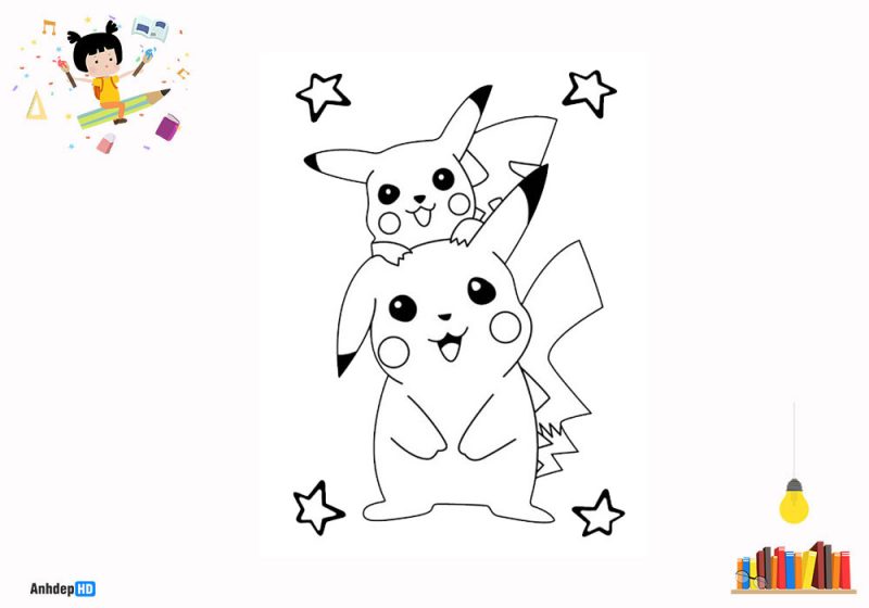 Tranhto24h: Tranh tô màu Pikachu, 800x560px
