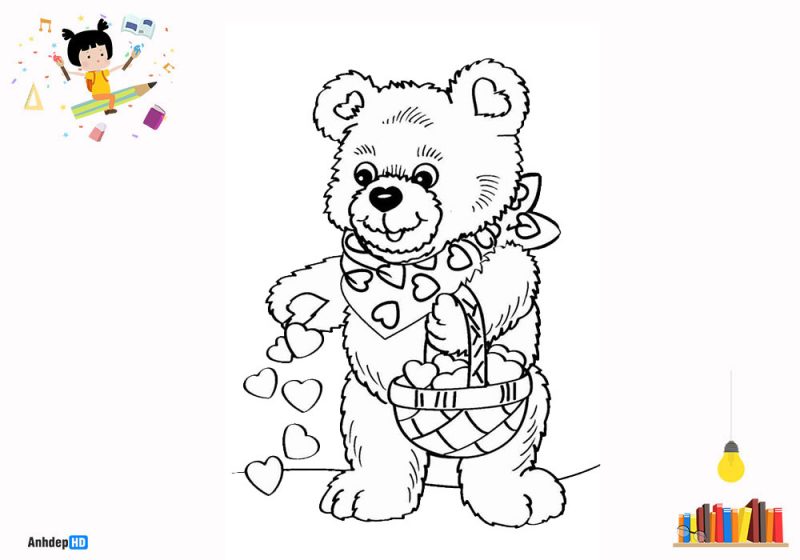 Tranhto24h: Tranh tô màu con gấu, 800x560px